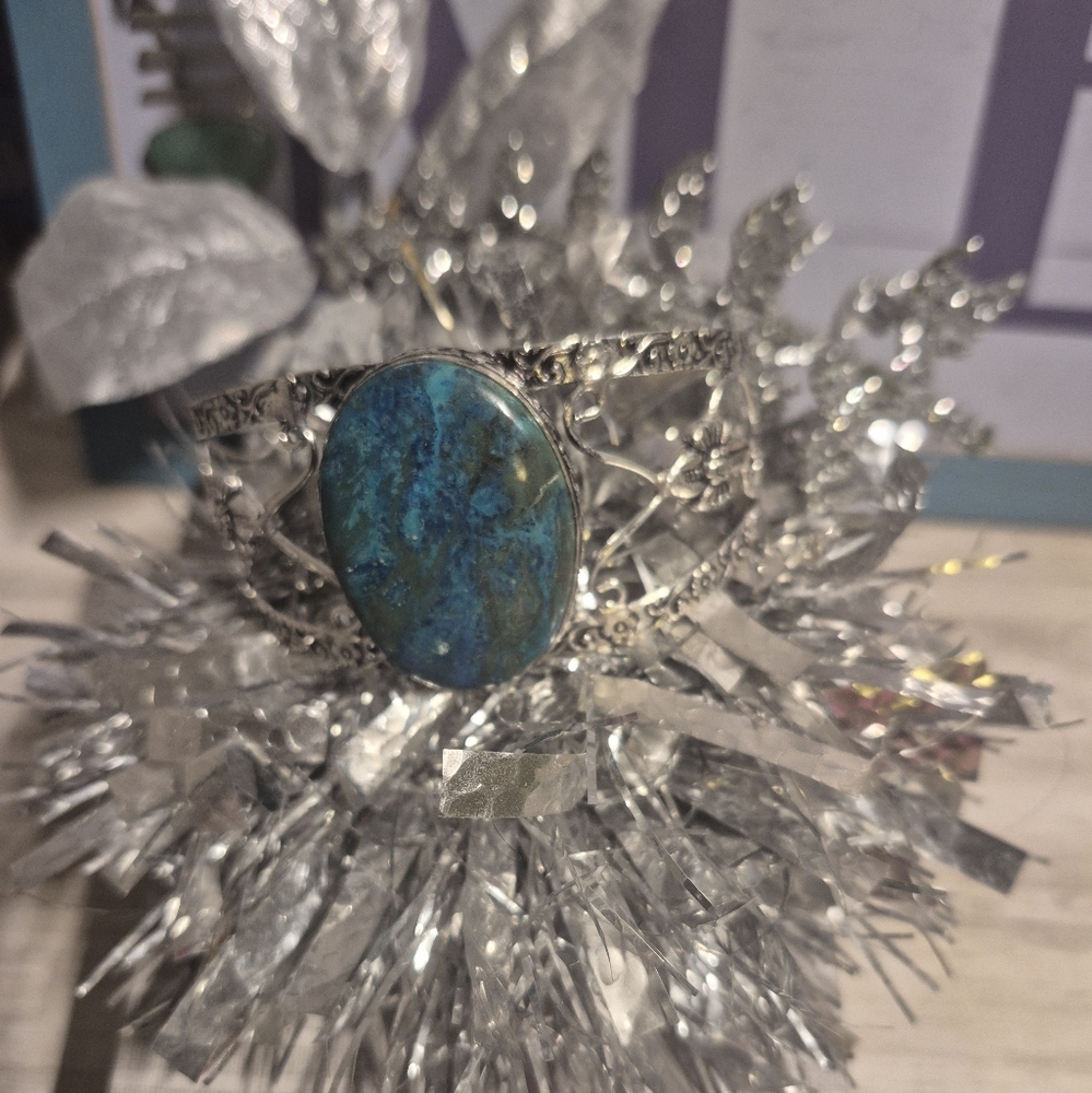 Elegant Silver and Blue Chrysocolla Bracelet Only